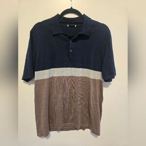 Boglioli Navy and Brown Colorblock Polo Shirt